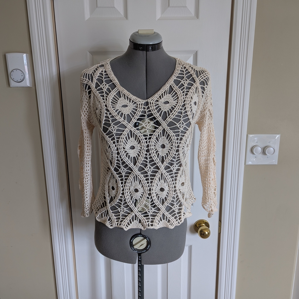 Handmade Cream Ecru Crochet Women's Top